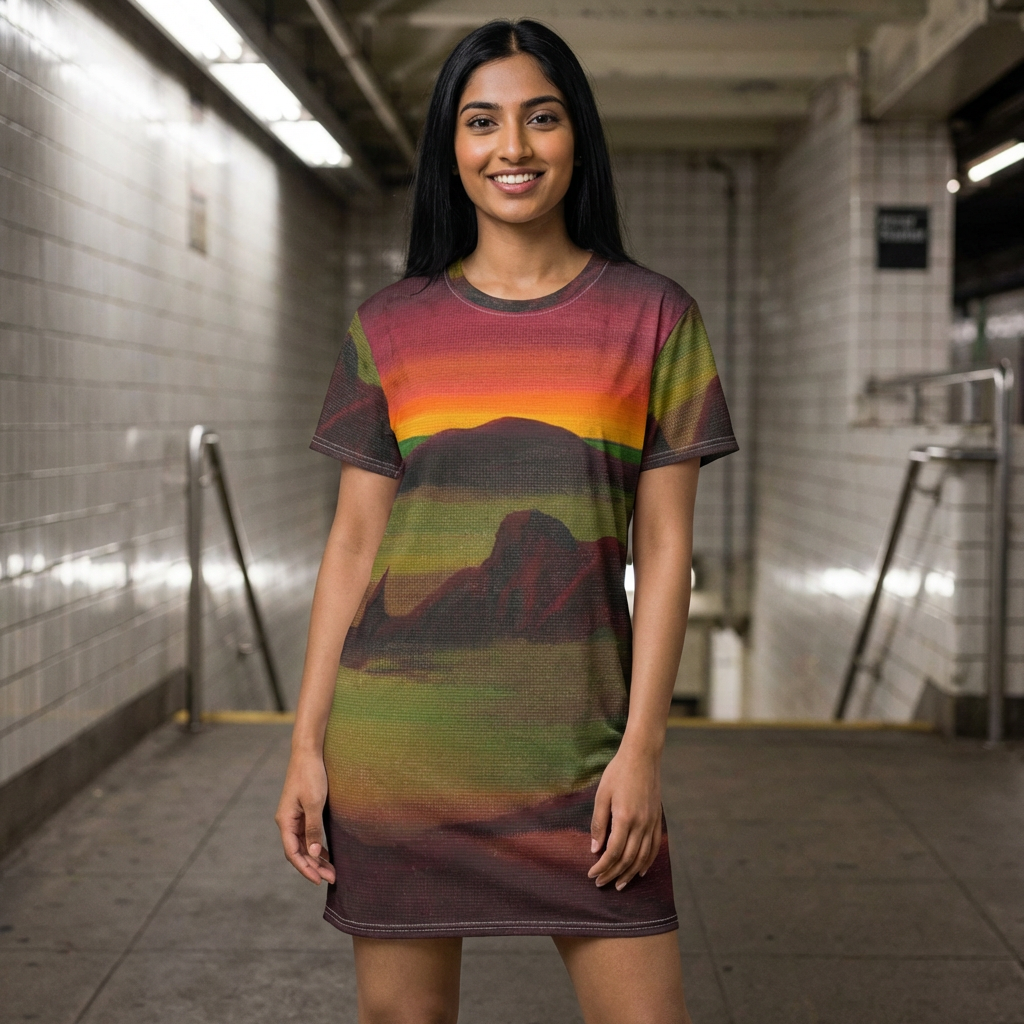 Desert Sunrise T-Shirt Dress | Sunrise Desert Print, Original Art by Jill Renee