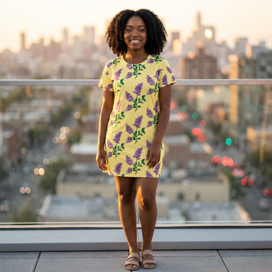 Lavender Sprigs T-Shirt Dress | All-Over Print