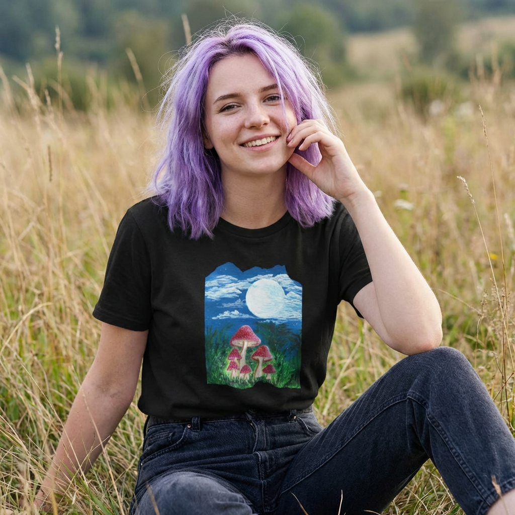 Magically Moonlit Mushrooms - T-Shirt