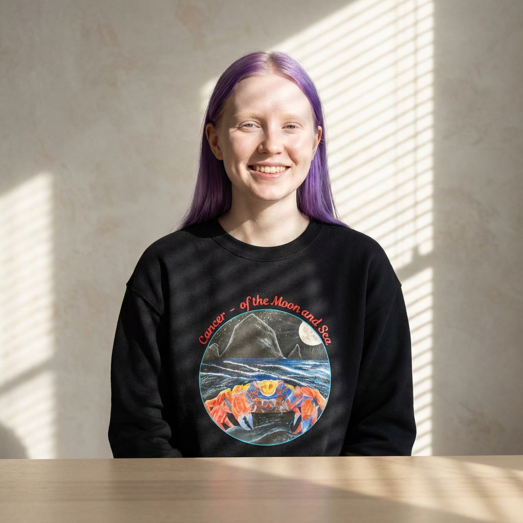 Cancer of the Moon and Sea Crewneck - Sweatshirt Inspirational and Colorful