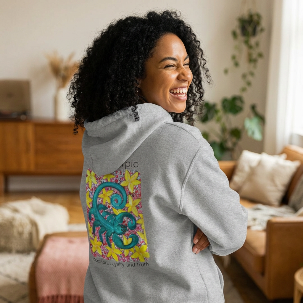 Scorpio Fleece Hoodie, Zodiac Sweatshirt, Astrology Pullover, Star Sign Gift, Horoscope Clothing