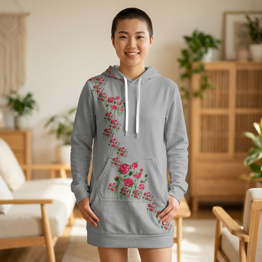 Floral Peony Sweatshirt Dress
