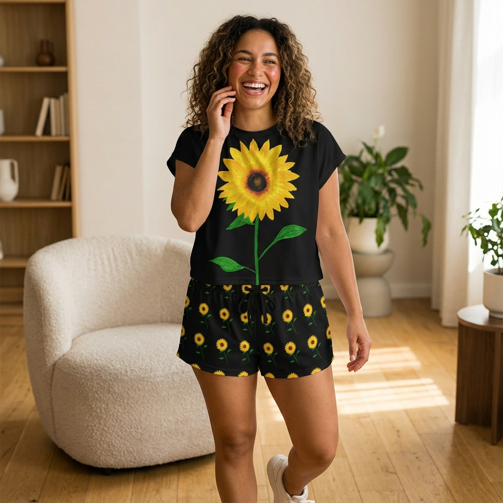 Sunflower Pajama Set | Women's Short Pajama Set