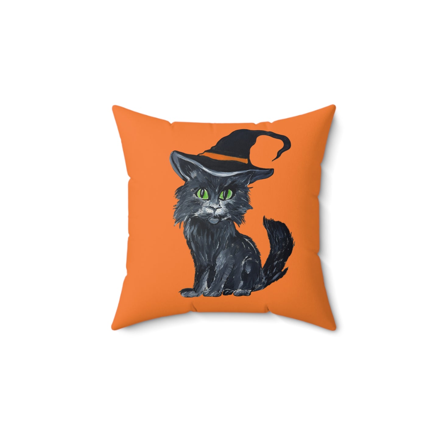 Square Pillow - Witchy Halloween Kitten Pillow