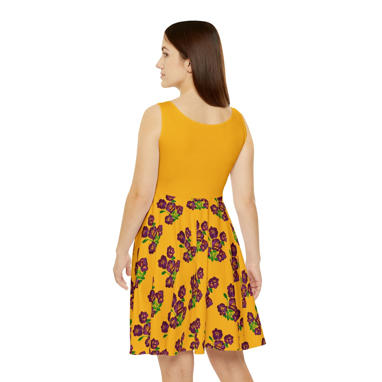Floral Skater Dress - Flows with Pansies and Color, print made from Original Art