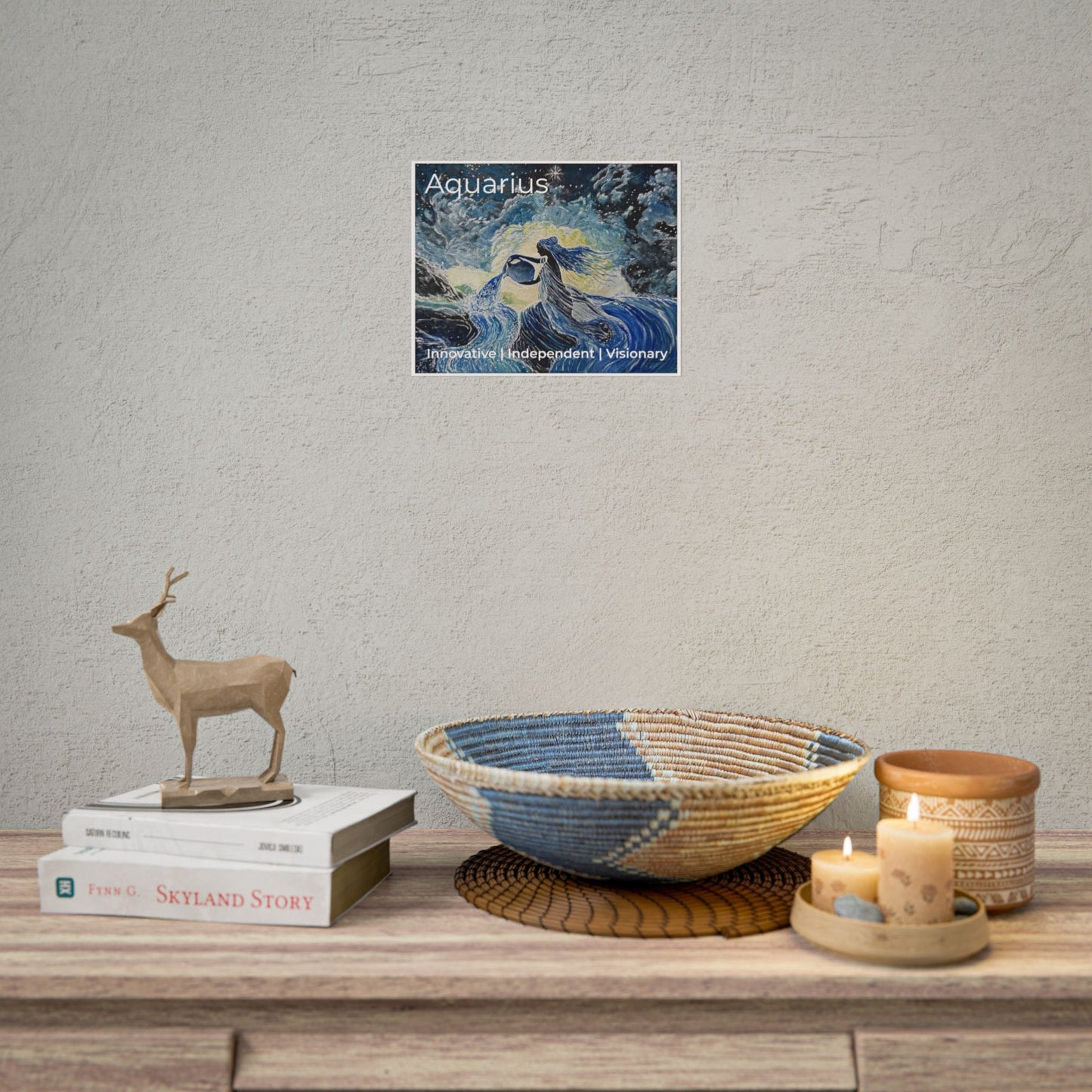 Celestial Aquarius Poster, Zodiac Wall Art, Astrology Room Decor, Horoscope Print, Celestial Home Decor, Astrological Sign Poster