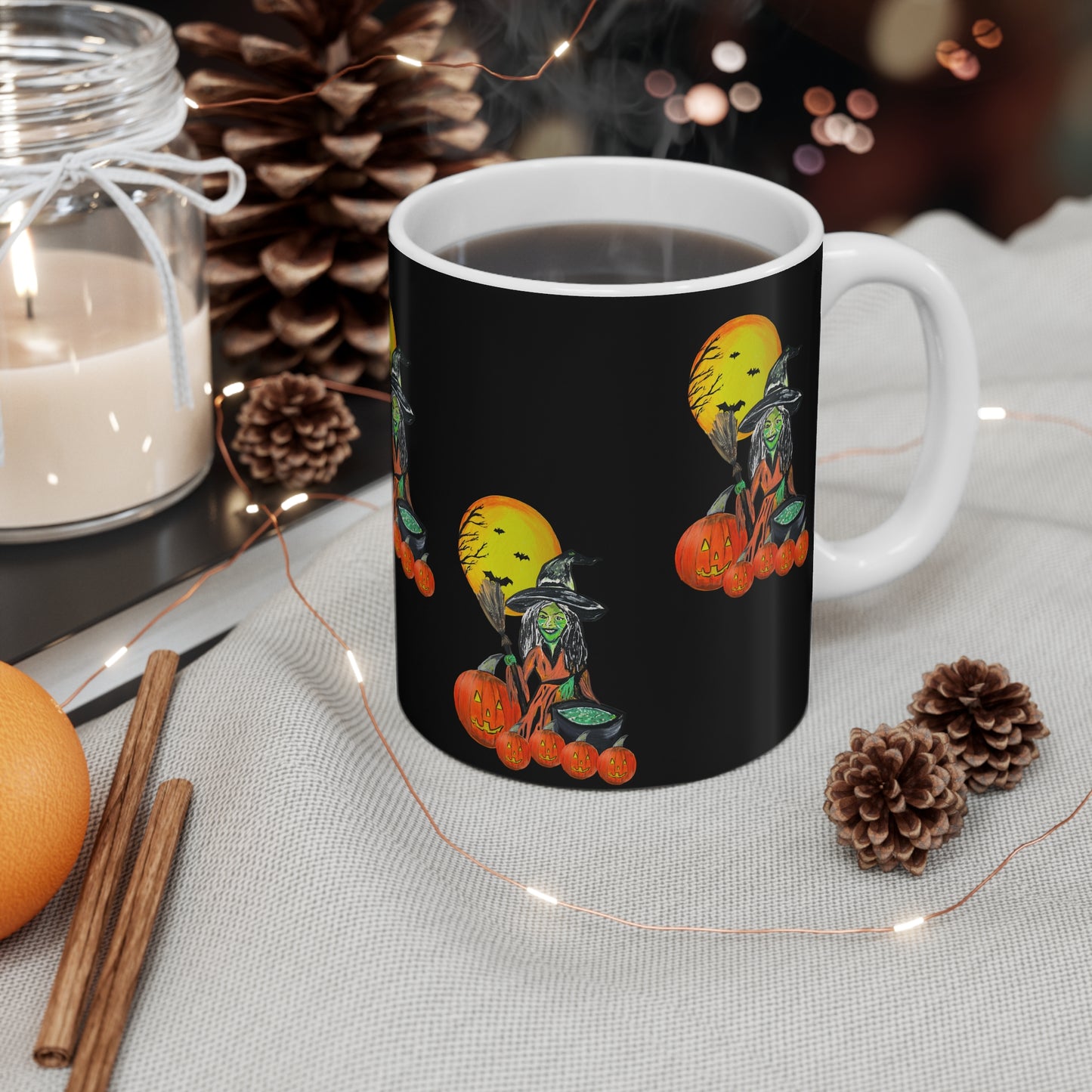 Witchy Halloween Jack-o'lantern Moon Design - mug 11 oz