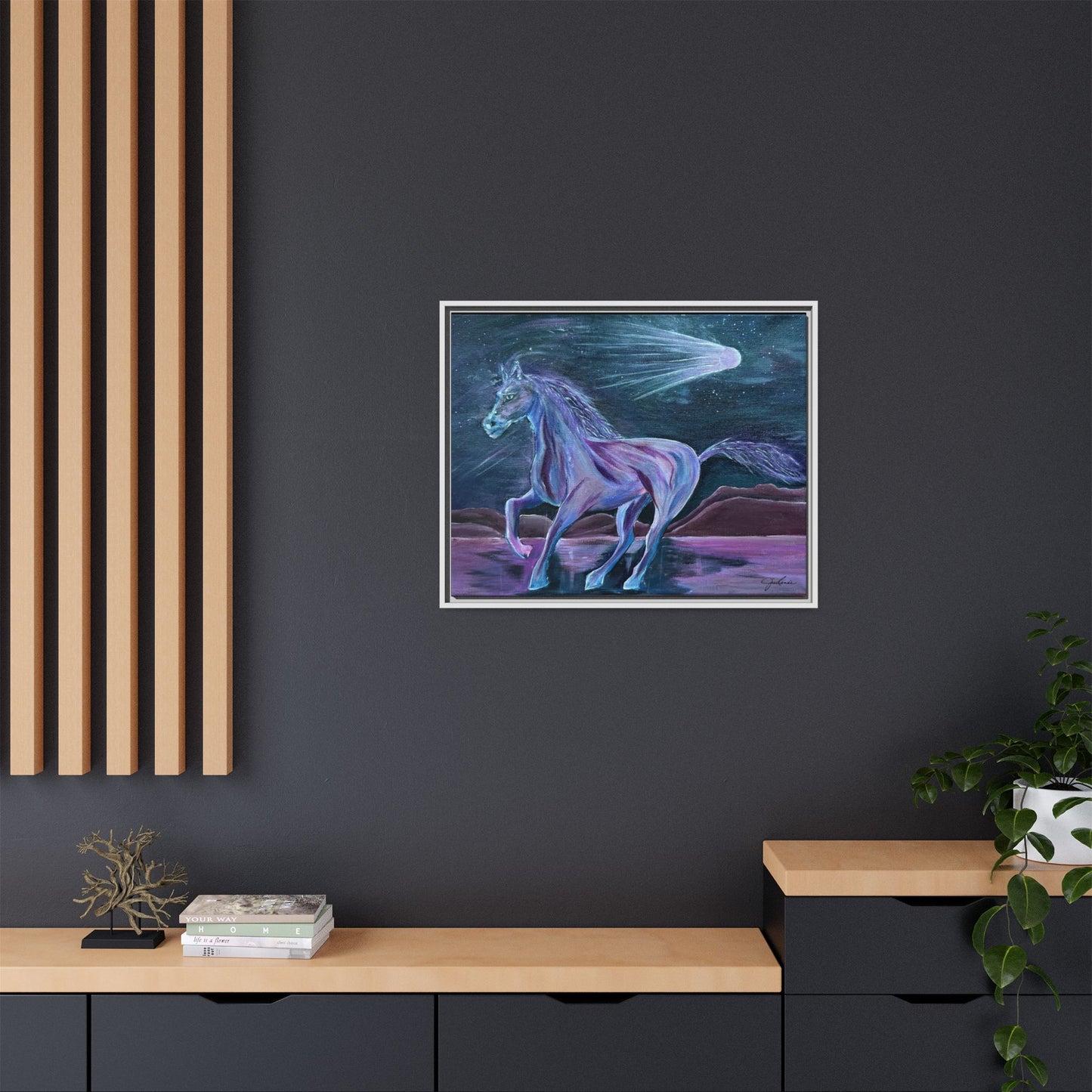 Canvas Print, Purple Horse and Comet, I Want To See You Glow, Framed Wall Art, Ethereal Art, Acrylic Art, Matte Canvas Print, Multi-color,