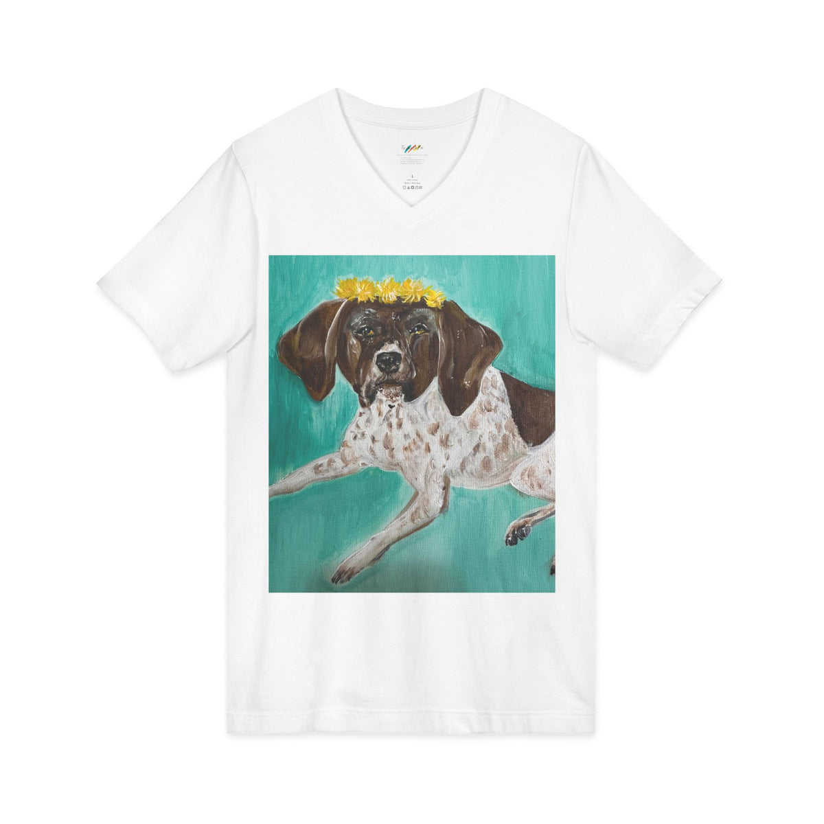 German Shorthair Pointer with Flower Crown T-Shirt | Dog Portrait Tee