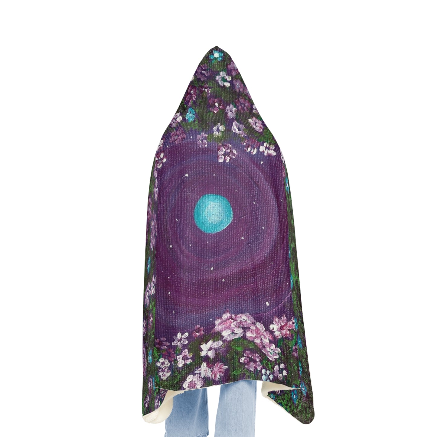 One World floral garden Earth Snuggle Blanket | Hooded throw, cozy planet print