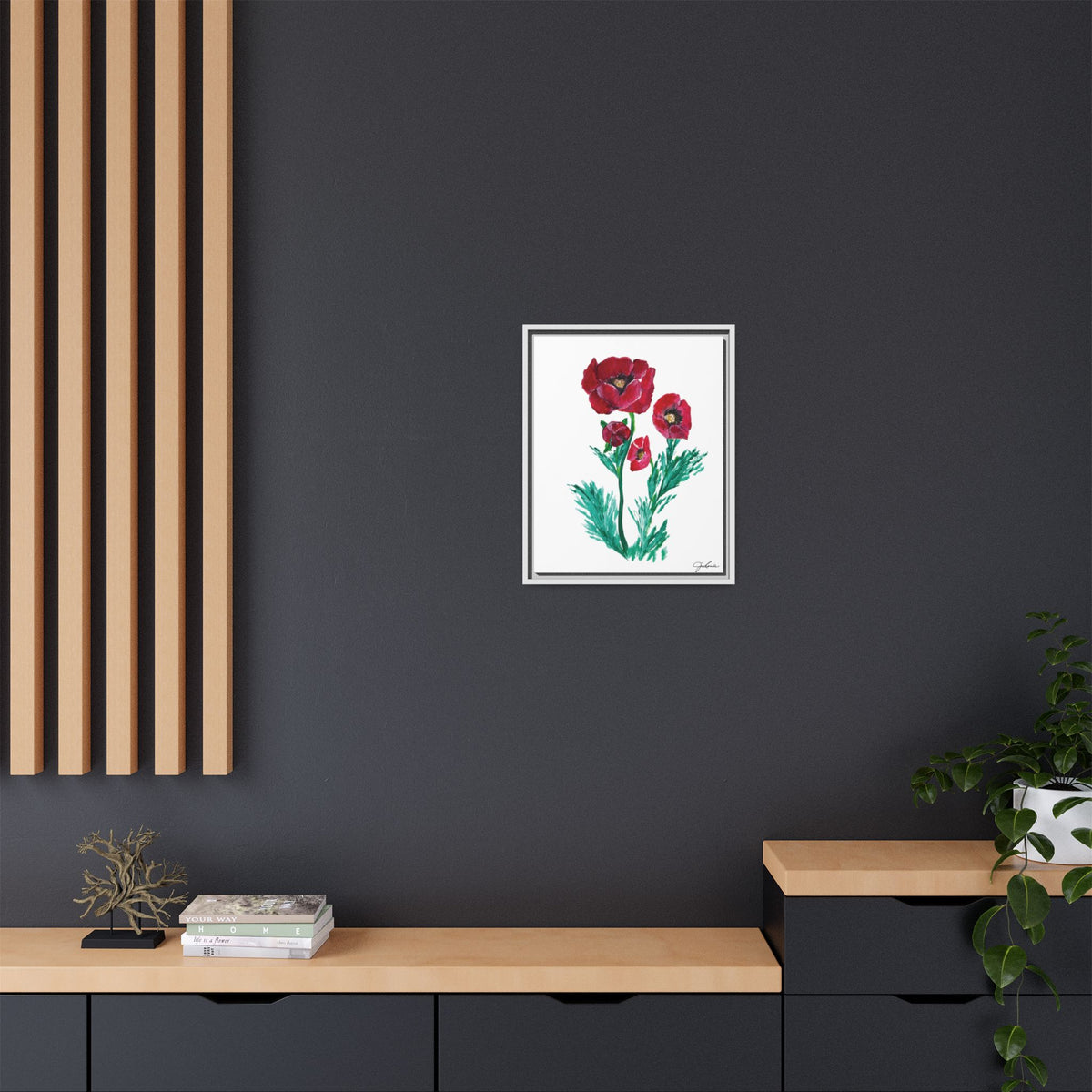 Canvas Print, Poppies - Framed Wall Art, Matte Canvas Decor, Multi-color Poppies Artwork, Floral Home Decor, Botanical Wall Hanging, Gift