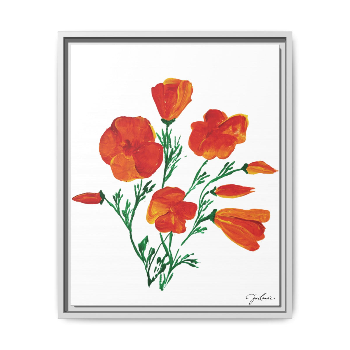 Framed Canvas Print, California Poppies - Print Wall Art - Home Decor, Matte Canvas, Multi-color Floral Artwork, Botanical Picture Gift