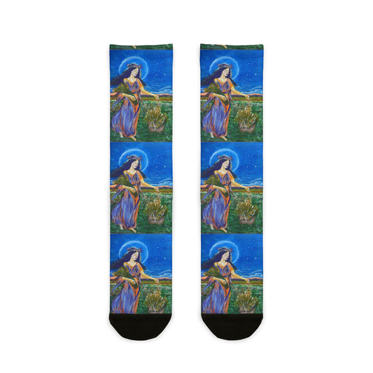 Virgo Goddess Crew Socks, Colorful Gift for Artists, Unique Fashion, Virgo Zodiac Socks, Everyday Wear, Virgo Gift