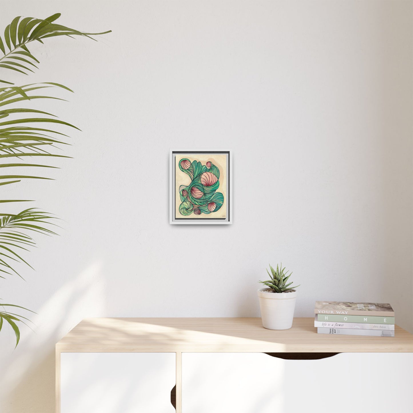 Abstract Organic Swirls Matte Canvas Framed | Botanical Line Art Wall Decor