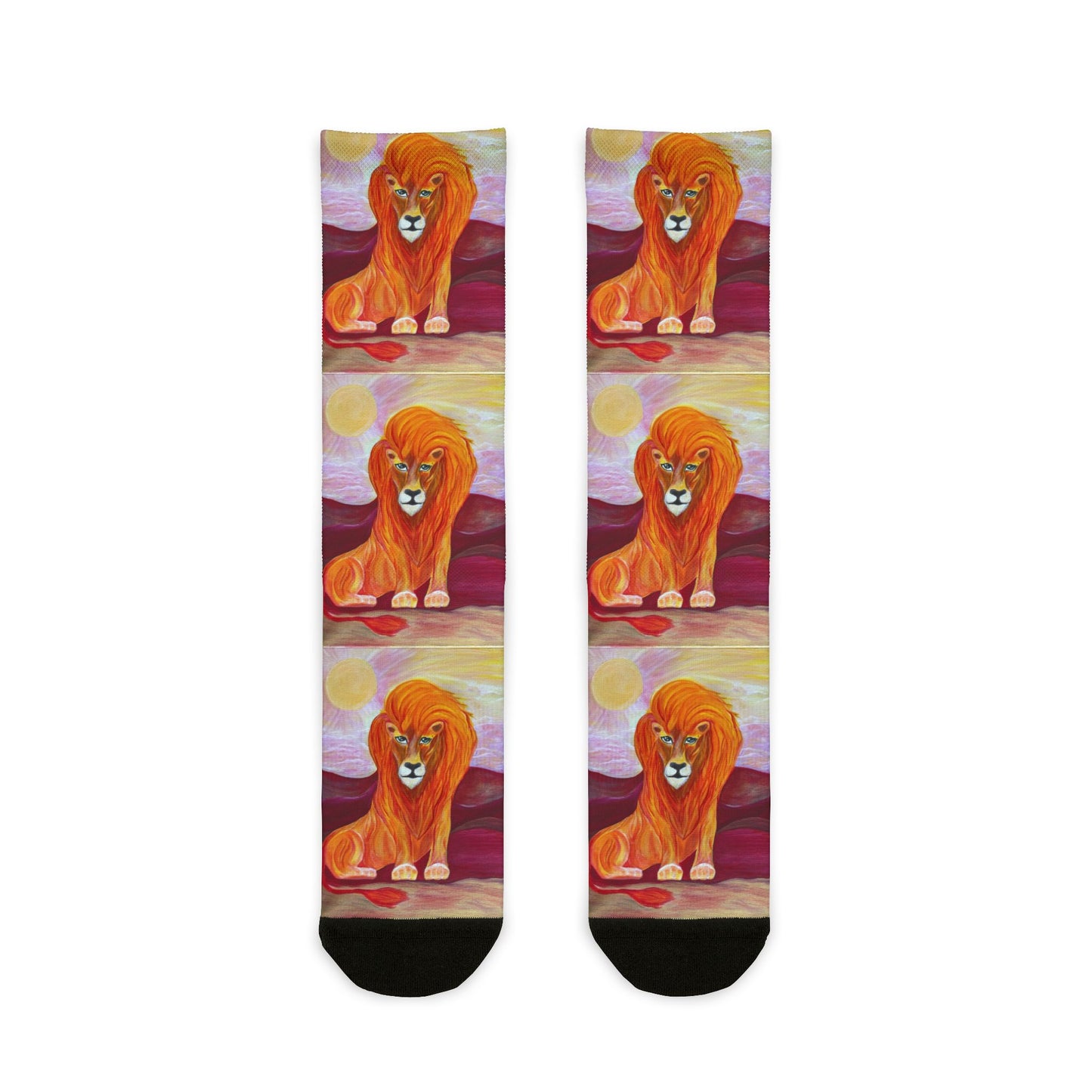 Vibrant Lion, Leo the Lion,  Design Crew Socks | Animal Lover's Gift, Fun Fashion Socks, Unique Clothing, Sublimation Socks, Cozy