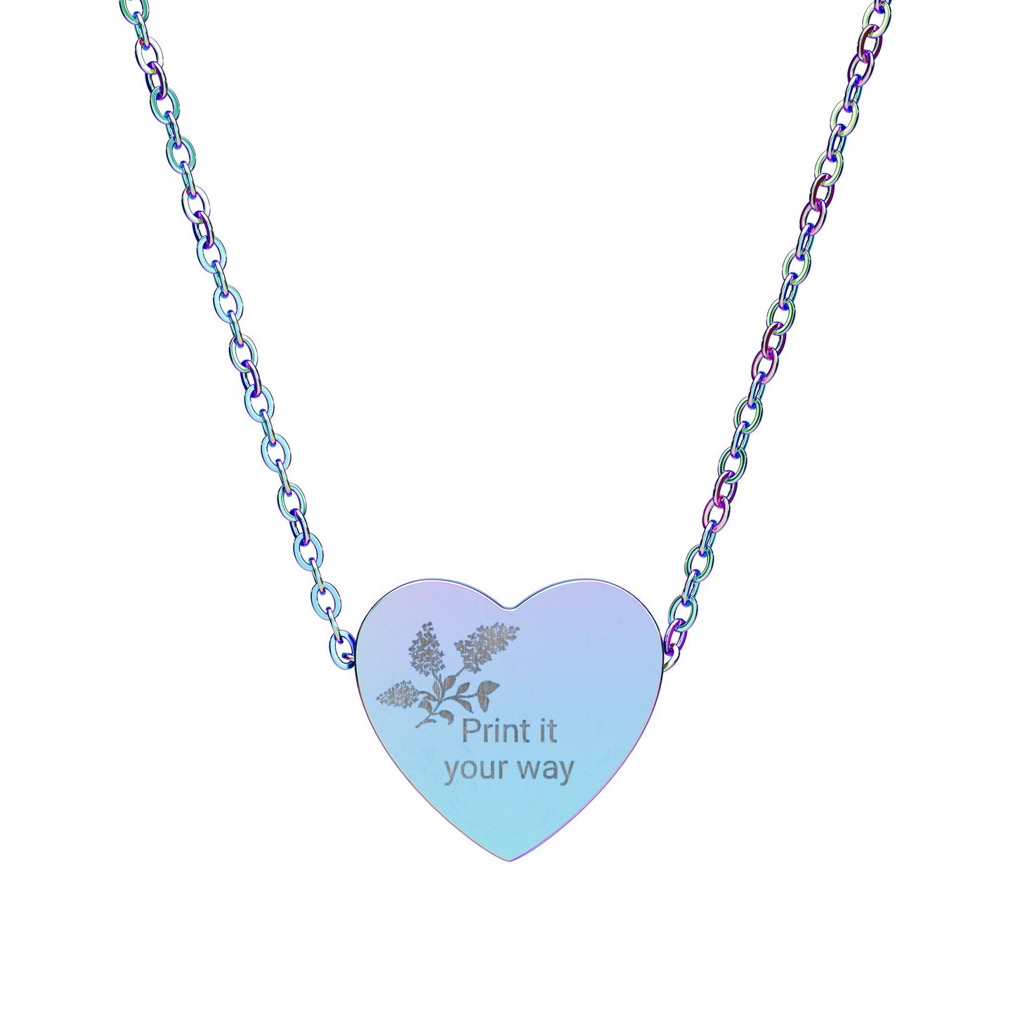 Floral Heart Engraving Necklace | Personalized Heart Pendant
