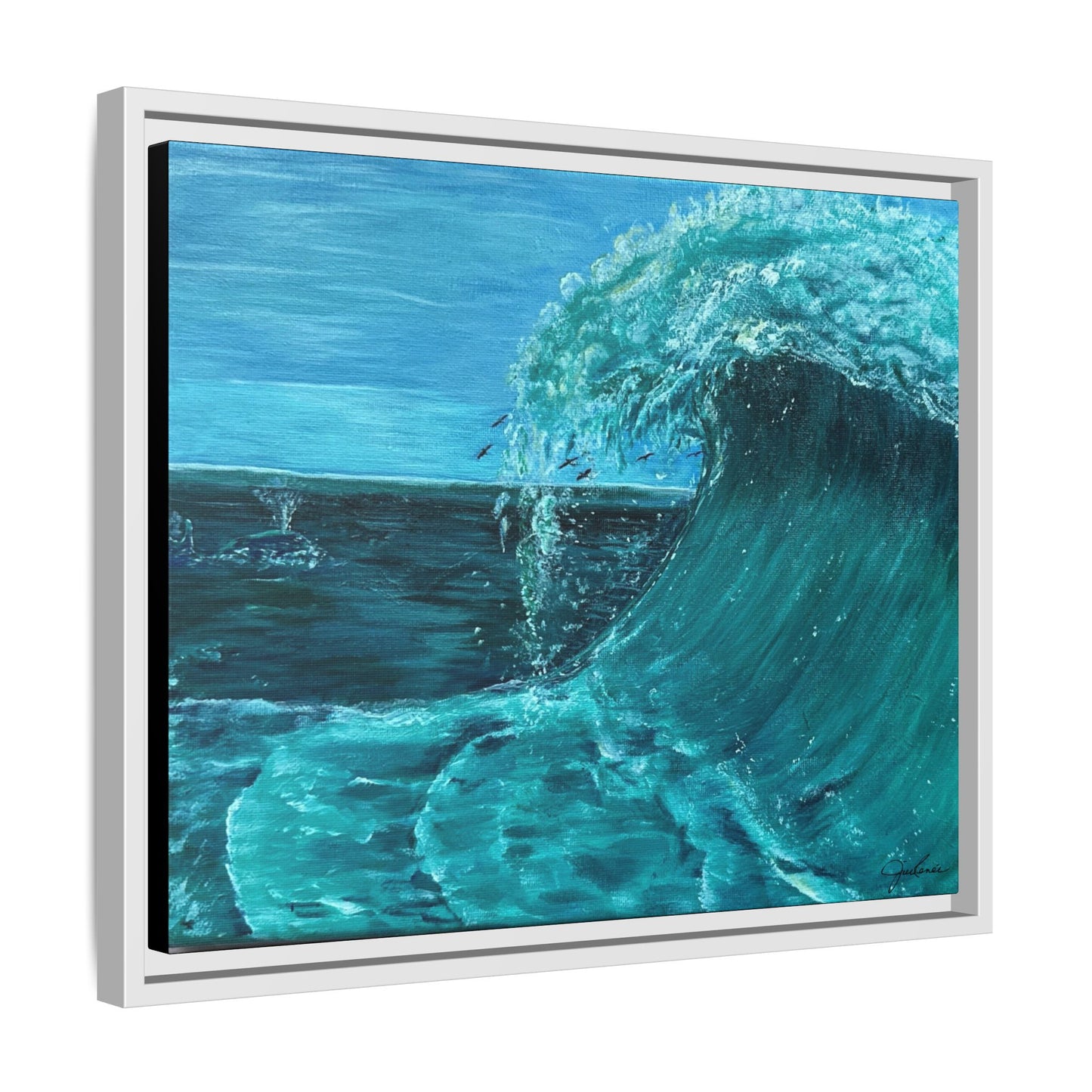 Colorful Wave at Sea Framed Canvas Print | Matte Canvas Artwork
