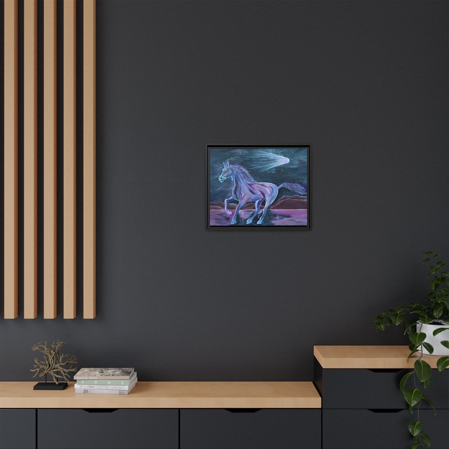 Canvas Print, Purple Horse and Comet, I Want To See You Glow, Framed Wall Art, Ethereal Art, Acrylic Art, Matte Canvas Print, Multi-color,