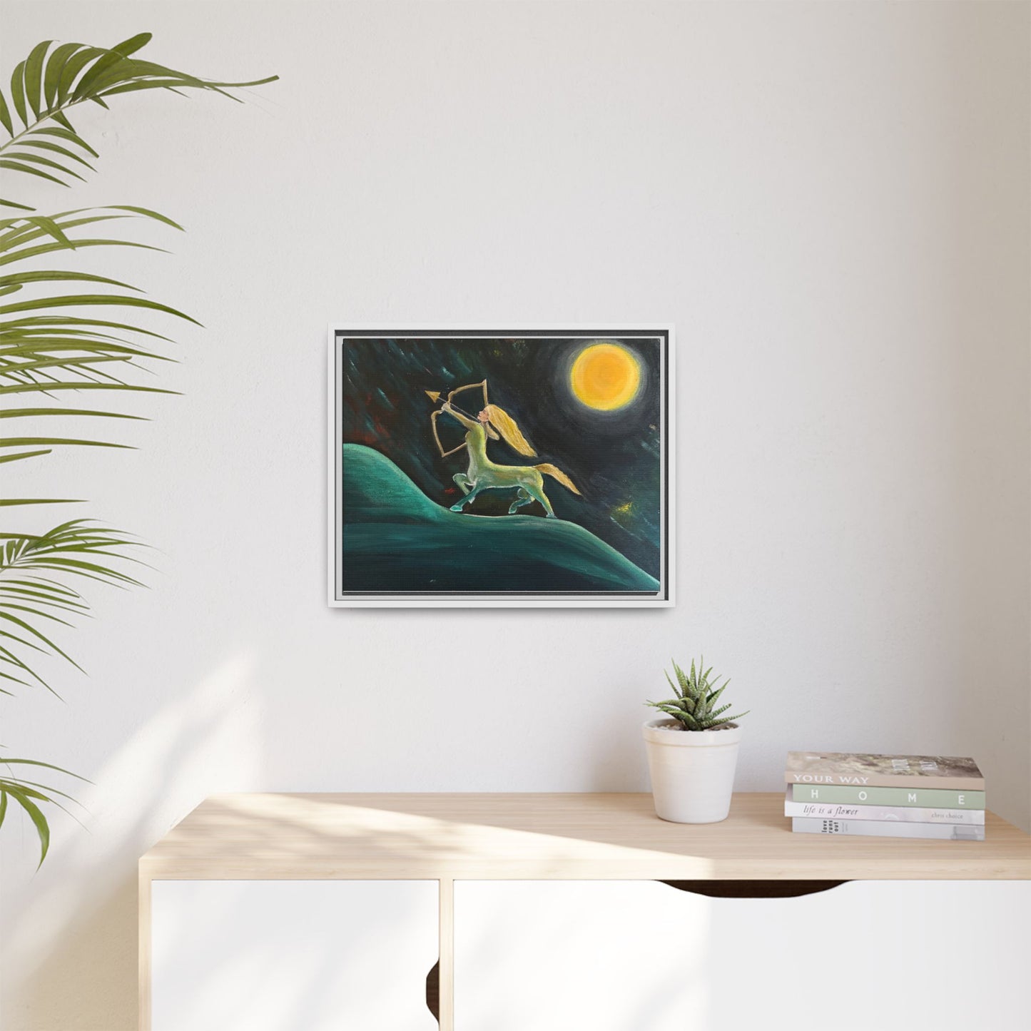 Sagittarius Celestial Centaur Framed Canvas Print — Matte Multi‑Color