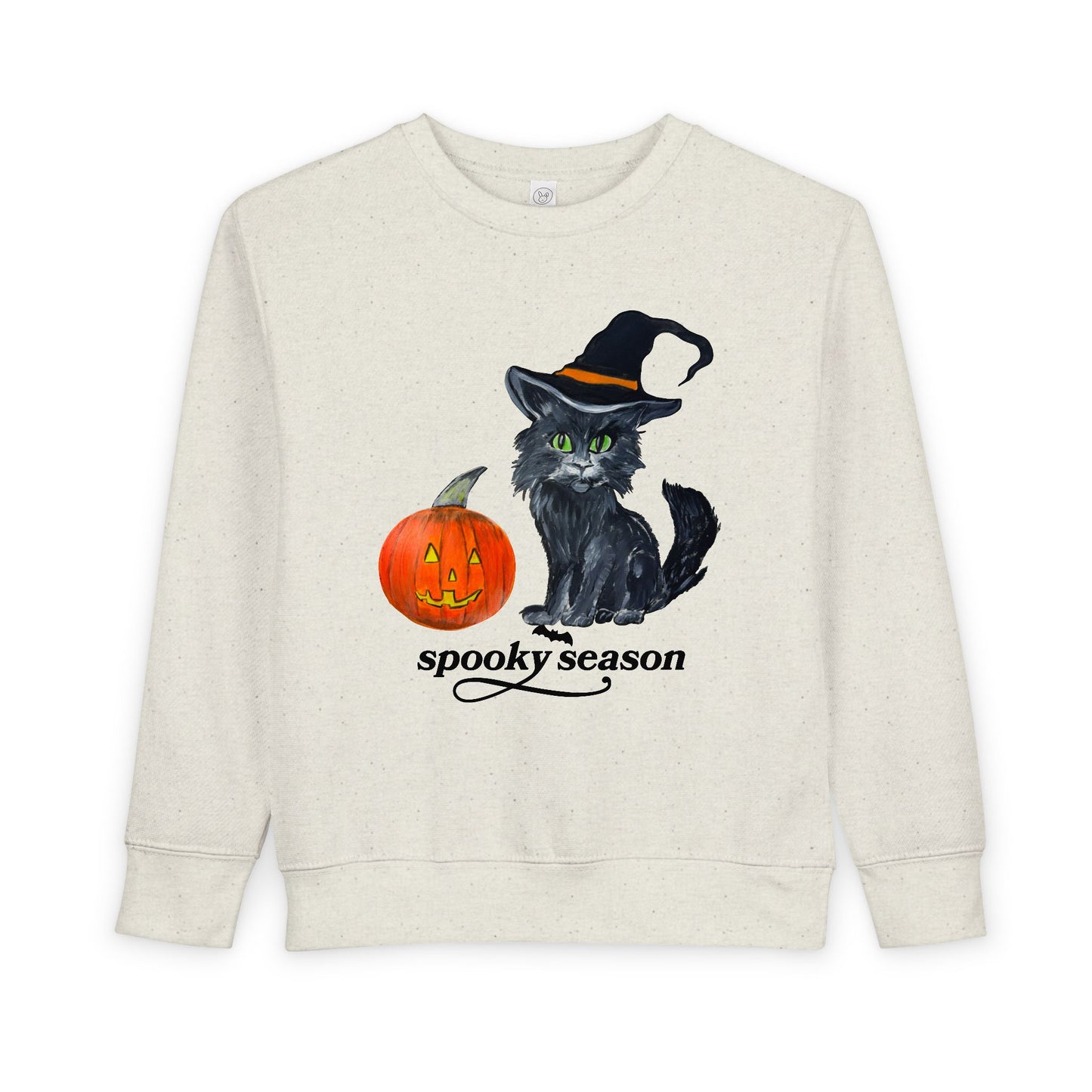 Black Witch Cat with Pumpkin Toddler Sweatshirt | Spooky Season Halloween