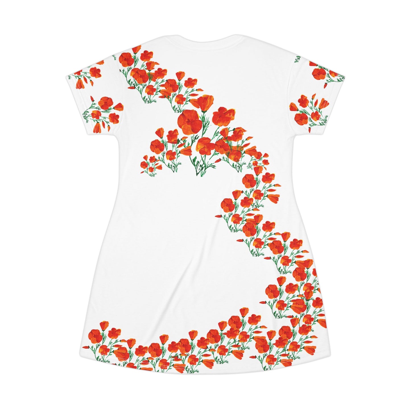 Floral California Poppies T-Shirt Dress