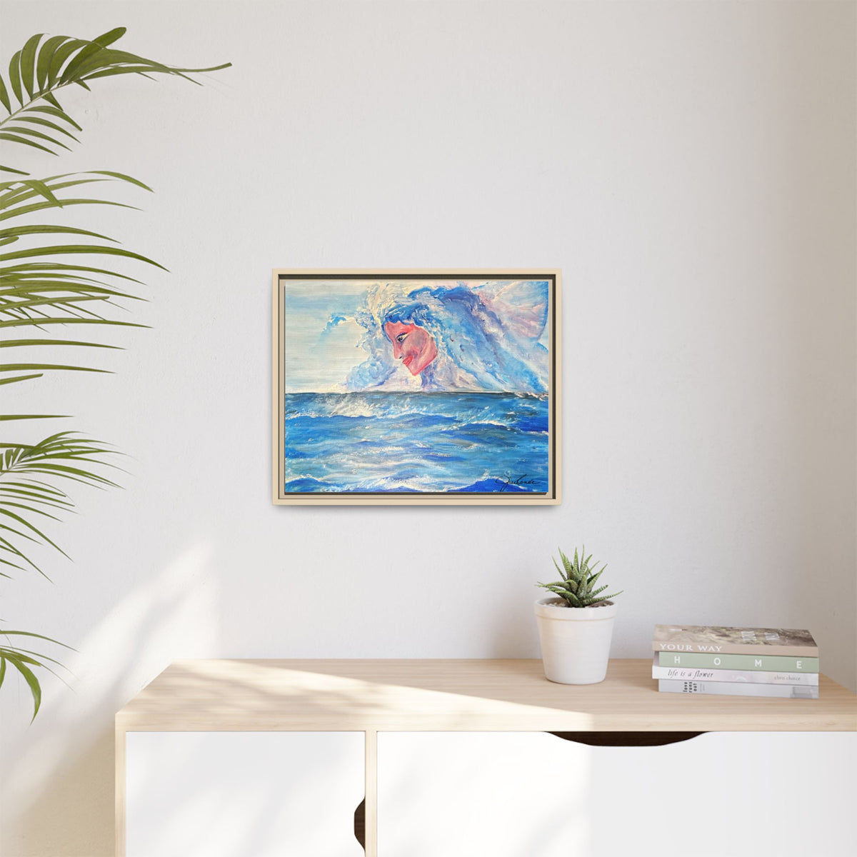 Iridessa - Ocean Spirit Framed Canvas Art — Ethereal Sea Goddess Painting