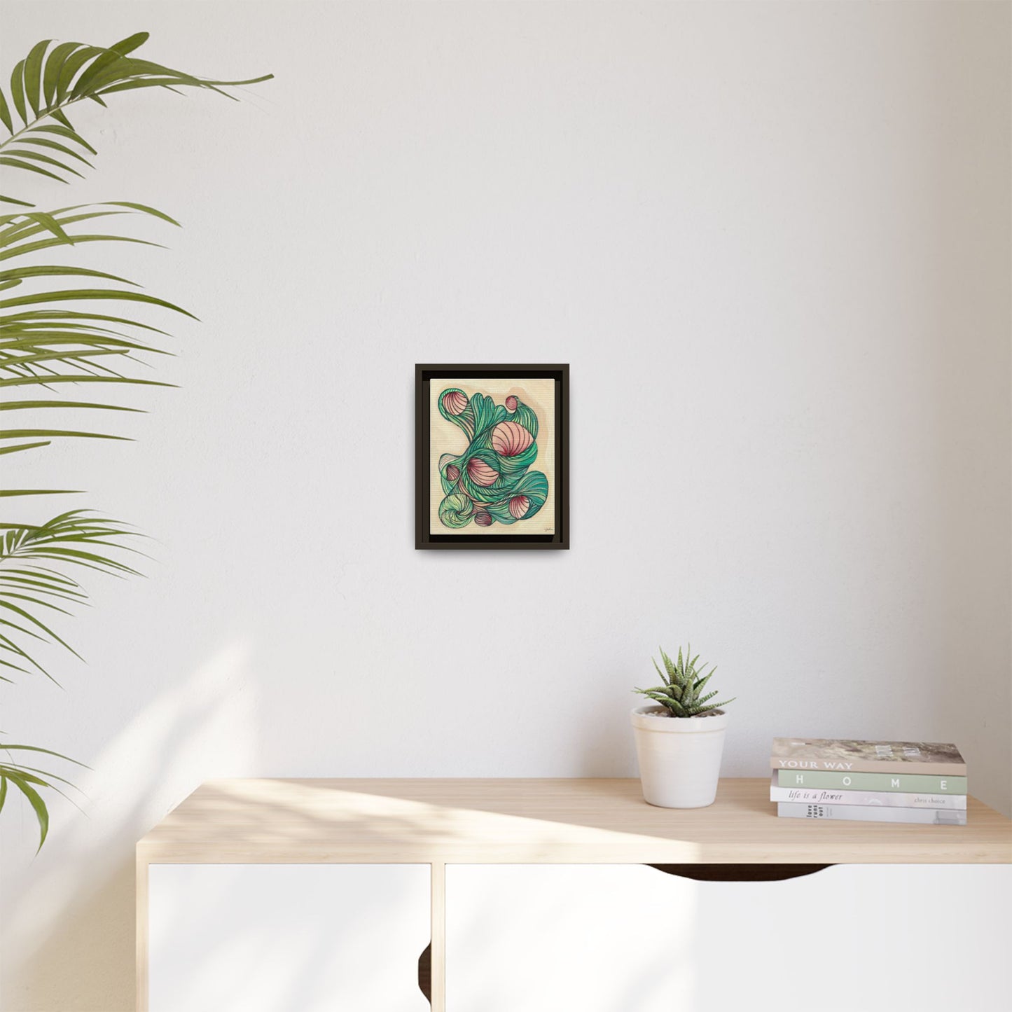 Abstract Organic Swirls Matte Canvas Framed | Botanical Line Art Wall Decor