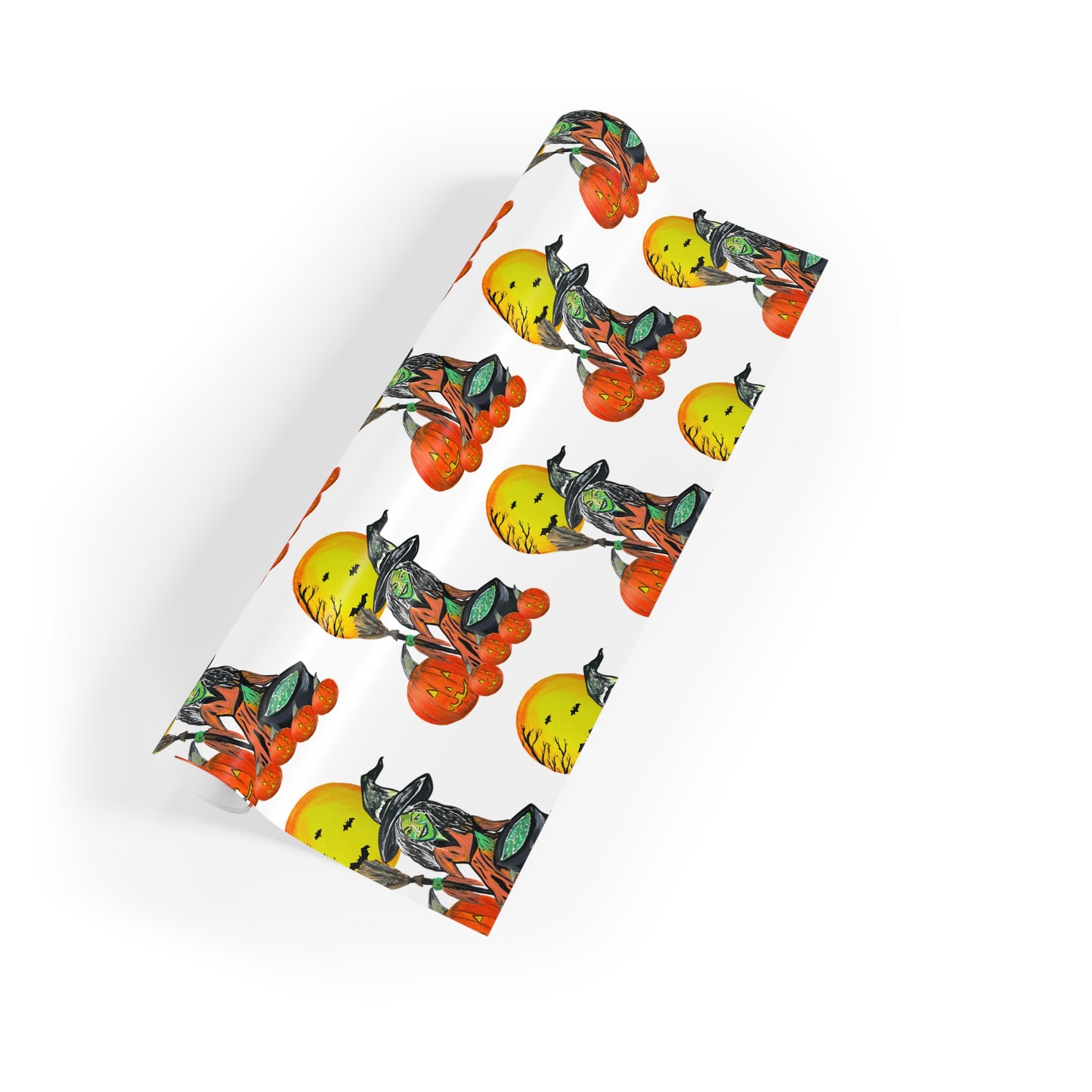 Gift Wrapping Paper Rolls, Halloween Witch Moon Jack-o'lanterns, Spooky Gift Wrap, 1pc, Festive Halloween Decor, Holiday Wrapping Paper,