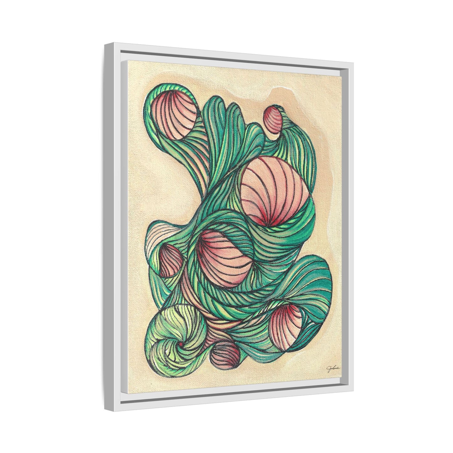 Abstract Organic Swirls Matte Canvas Framed | Botanical Line Art Wall Decor