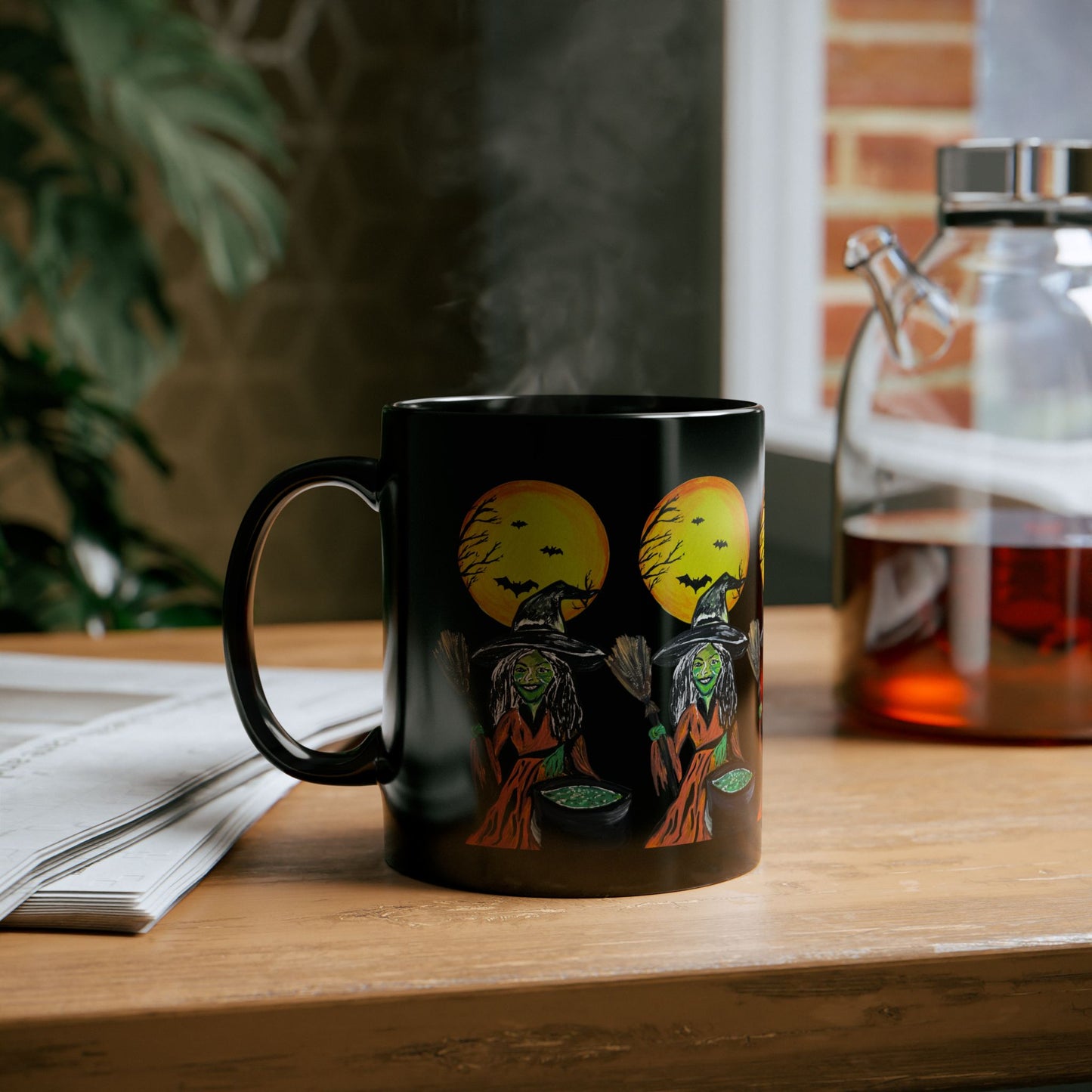 Halloween Witchy Mug, Spooky Black Coffee Cup, 11oz, 15oz, Halloween Decor, Halloween Gift, Witch Mug