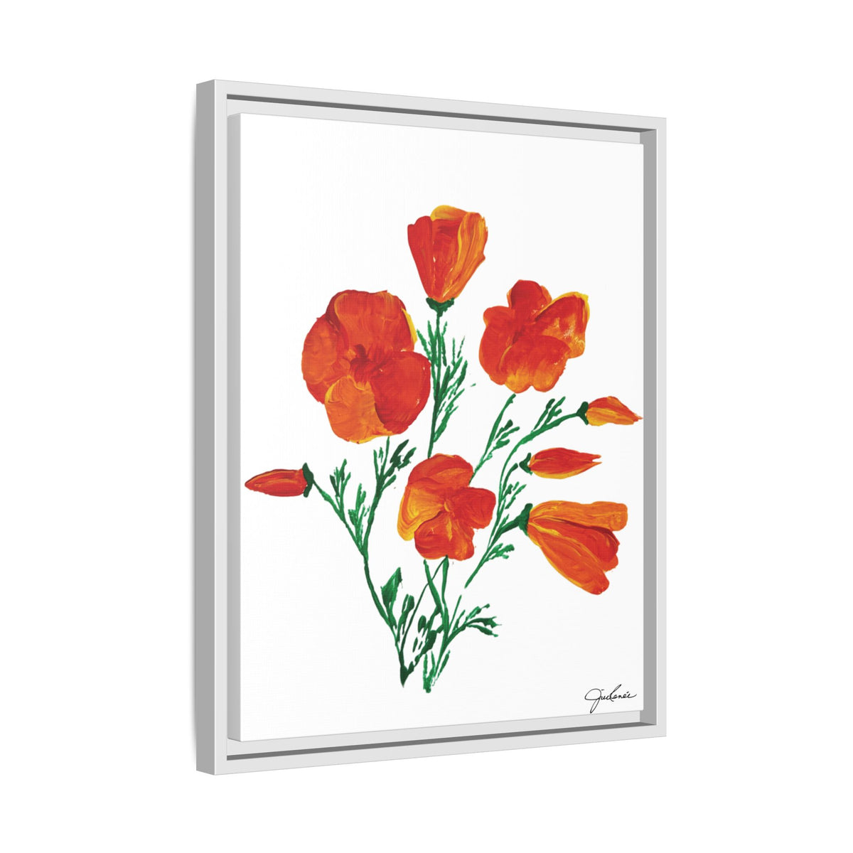 Framed Canvas Print, California Poppies - Print Wall Art - Home Decor, Matte Canvas, Multi-color Floral Artwork, Botanical Picture Gift
