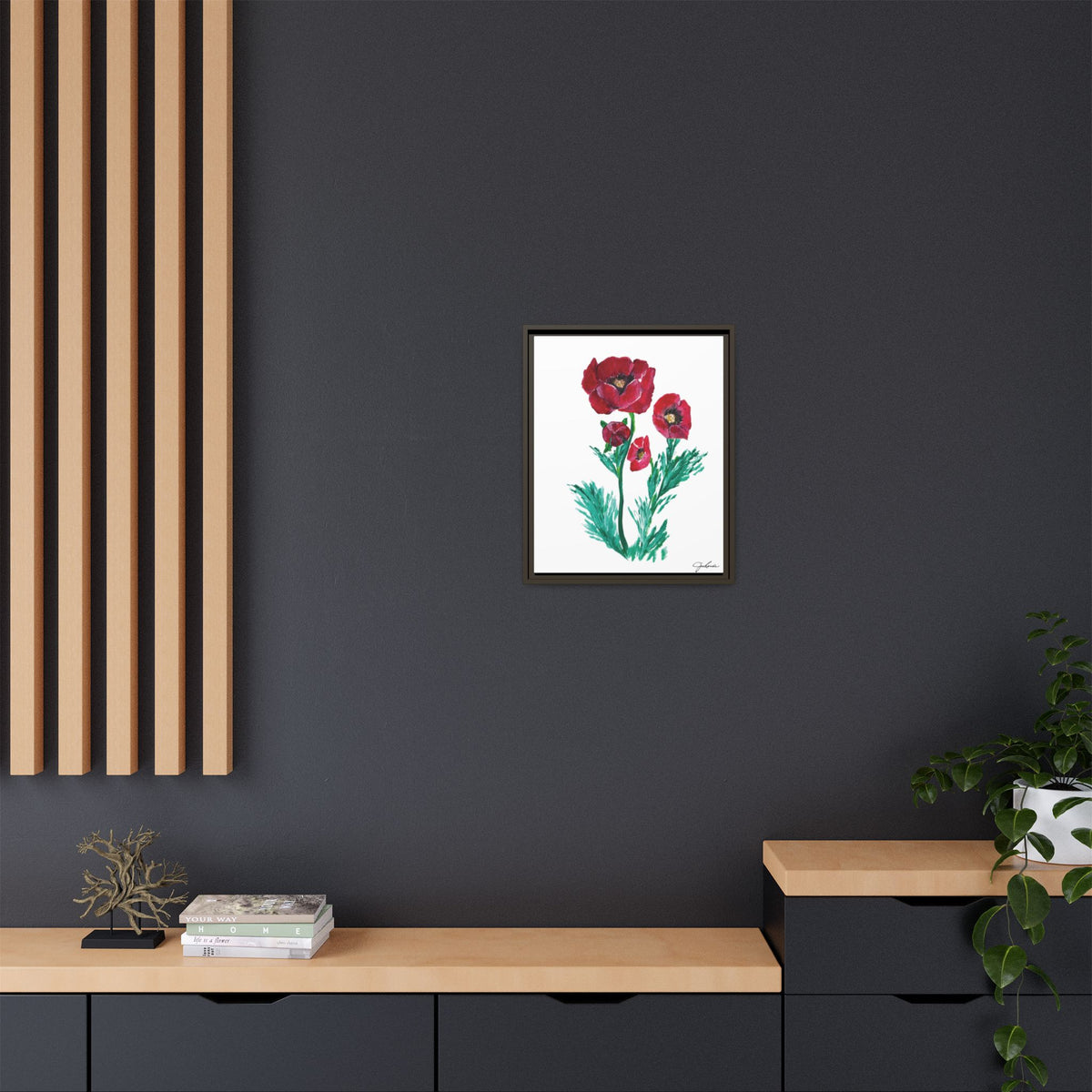 Canvas Print, Poppies - Framed Wall Art, Matte Canvas Decor, Multi-color Poppies Artwork, Floral Home Decor, Botanical Wall Hanging, Gift