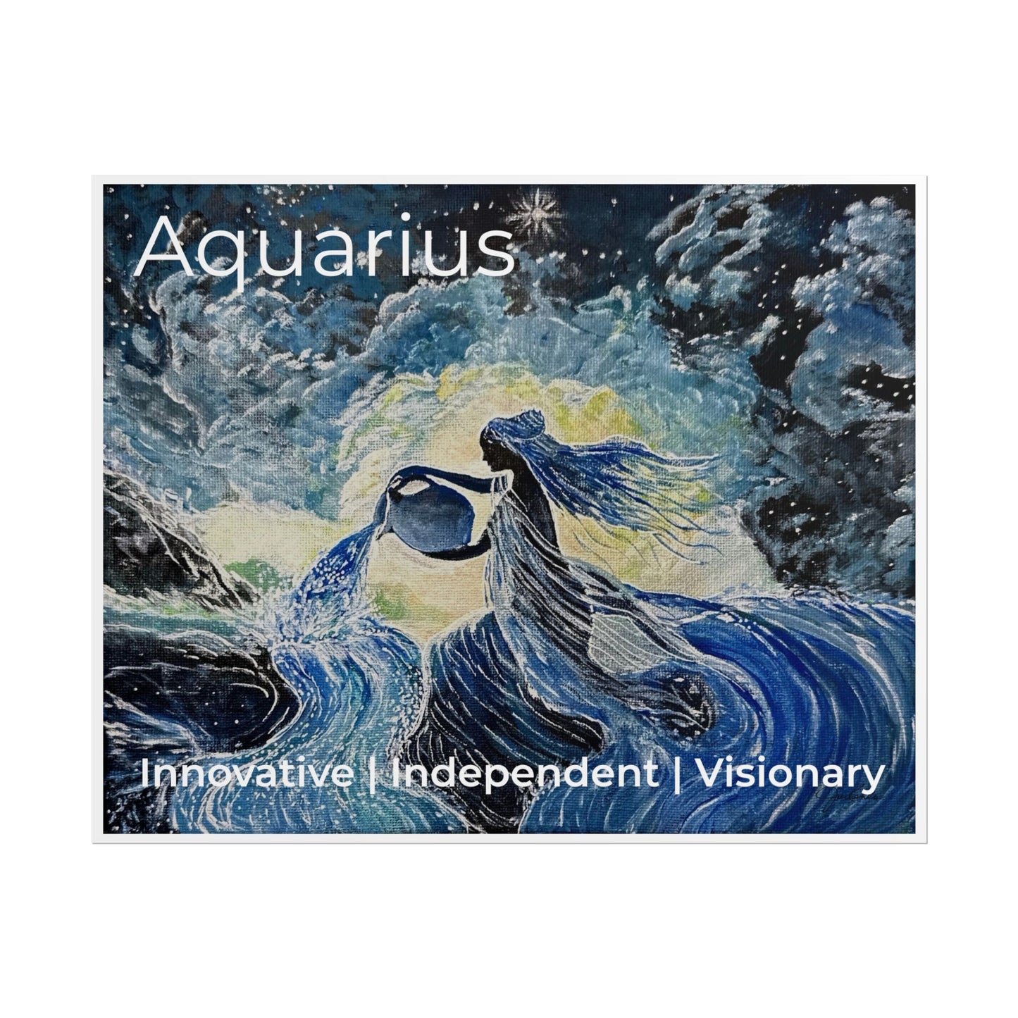 Celestial Aquarius Poster, Zodiac Wall Art, Astrology Room Decor, Horoscope Print, Celestial Home Decor, Astrological Sign Poster