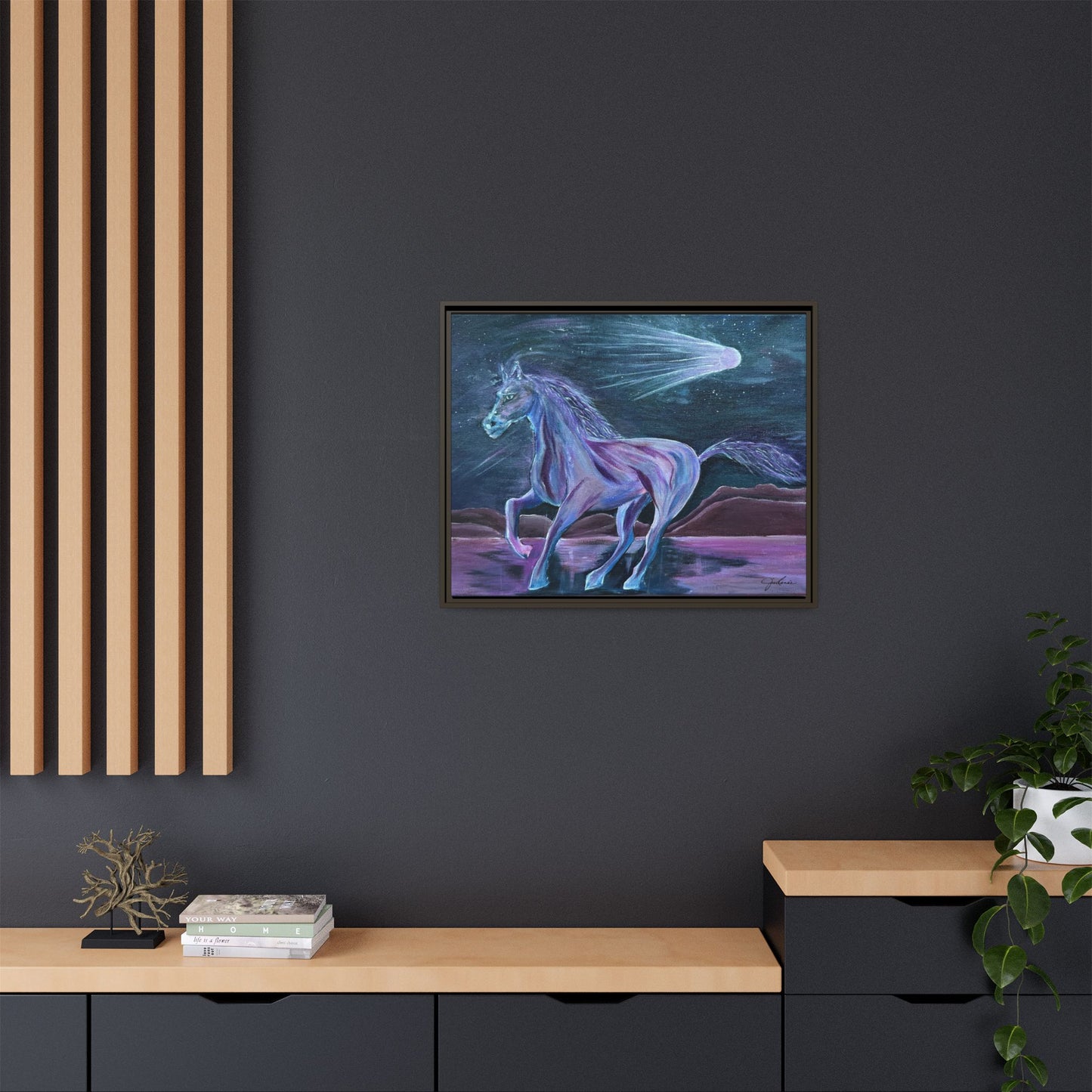 Canvas Print, Purple Horse and Comet, I Want To See You Glow, Framed Wall Art, Ethereal Art, Acrylic Art, Matte Canvas Print, Multi-color,