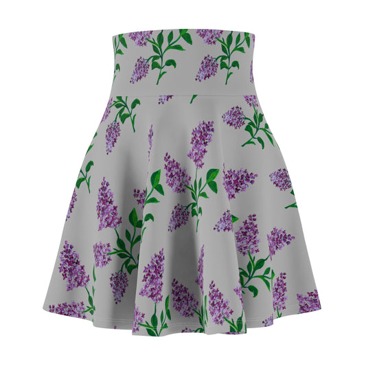 Lavender Botanical Print Skater Skirt | Purple Floral Spring Pattern
