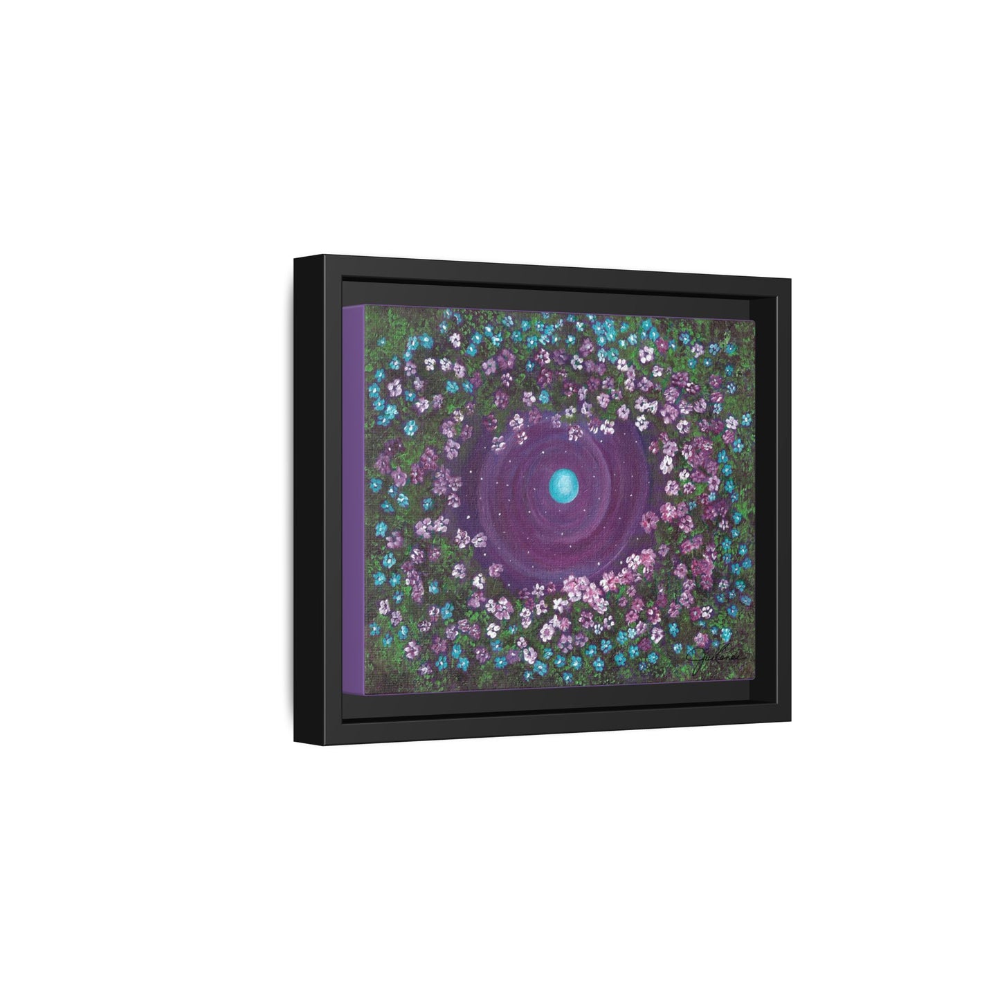 One World Floral Galaxy Painting Matte Canvas, Framed Wall Art | Earth Flower Garden