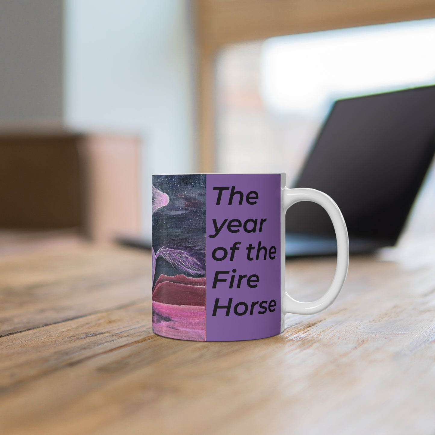 2026 Year of the Fire Horse Mug | Cosmic Colorful Horse Artwork 11oz