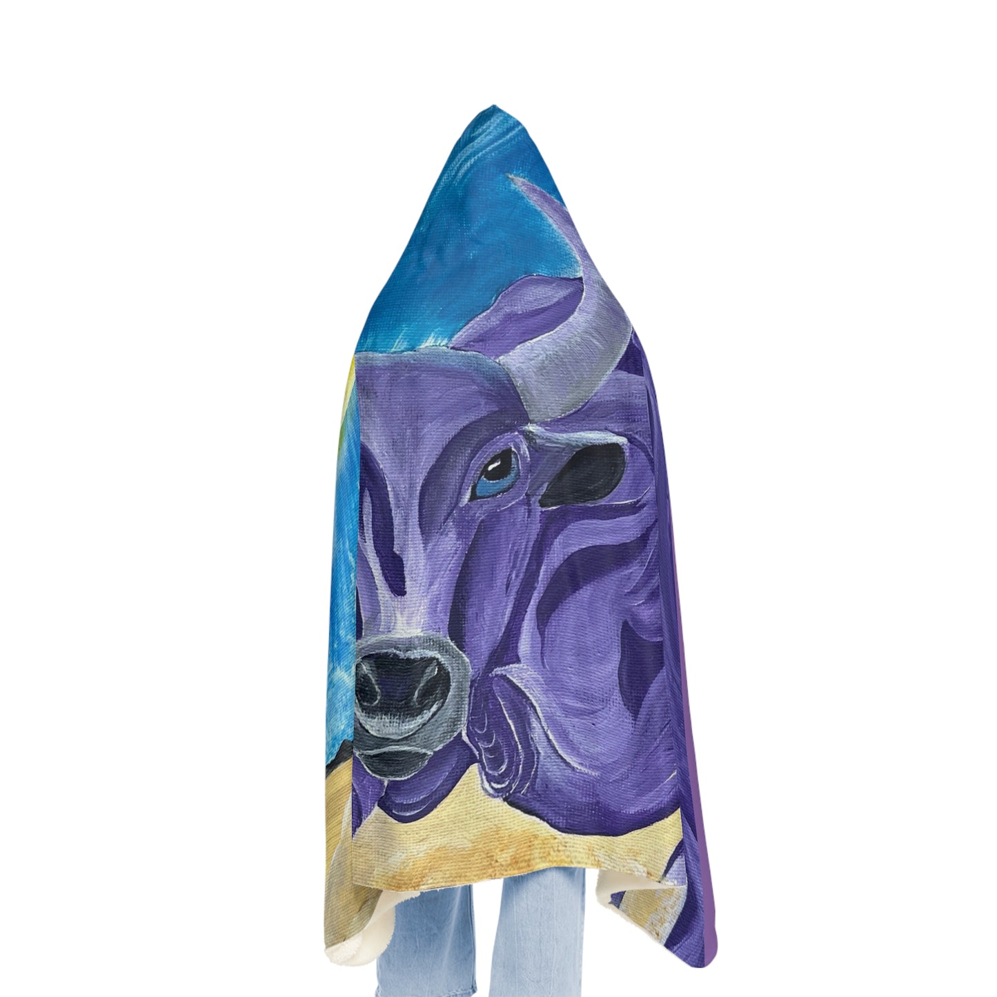 Purple Taurus Bull Pattern Snuggle Blanket | Hooded Throw