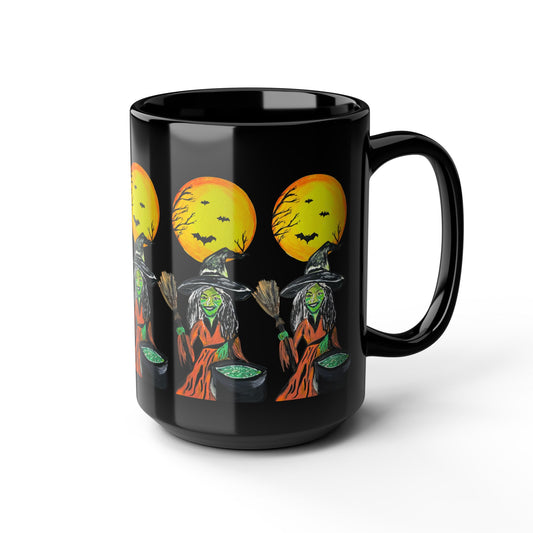 Halloween Witchy Mug, Spooky Black Coffee Cup, 11oz, 15oz, Halloween Decor, Halloween Gift, Witch Mug