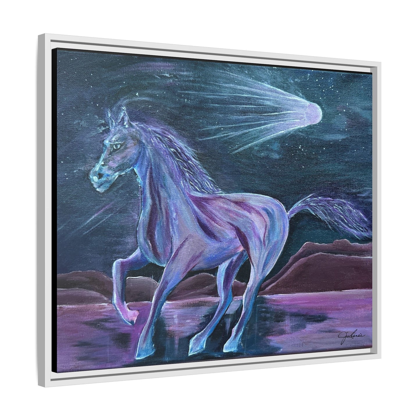 Canvas Print, Purple Horse and Comet, I Want To See You Glow, Framed Wall Art, Ethereal Art, Acrylic Art, Matte Canvas Print, Multi-color,