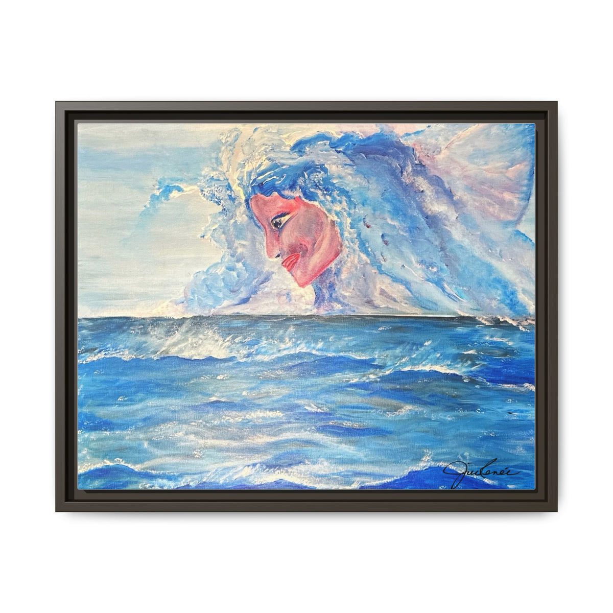 Iridessa - Ocean Spirit Framed Canvas Art — Ethereal Sea Goddess Painting