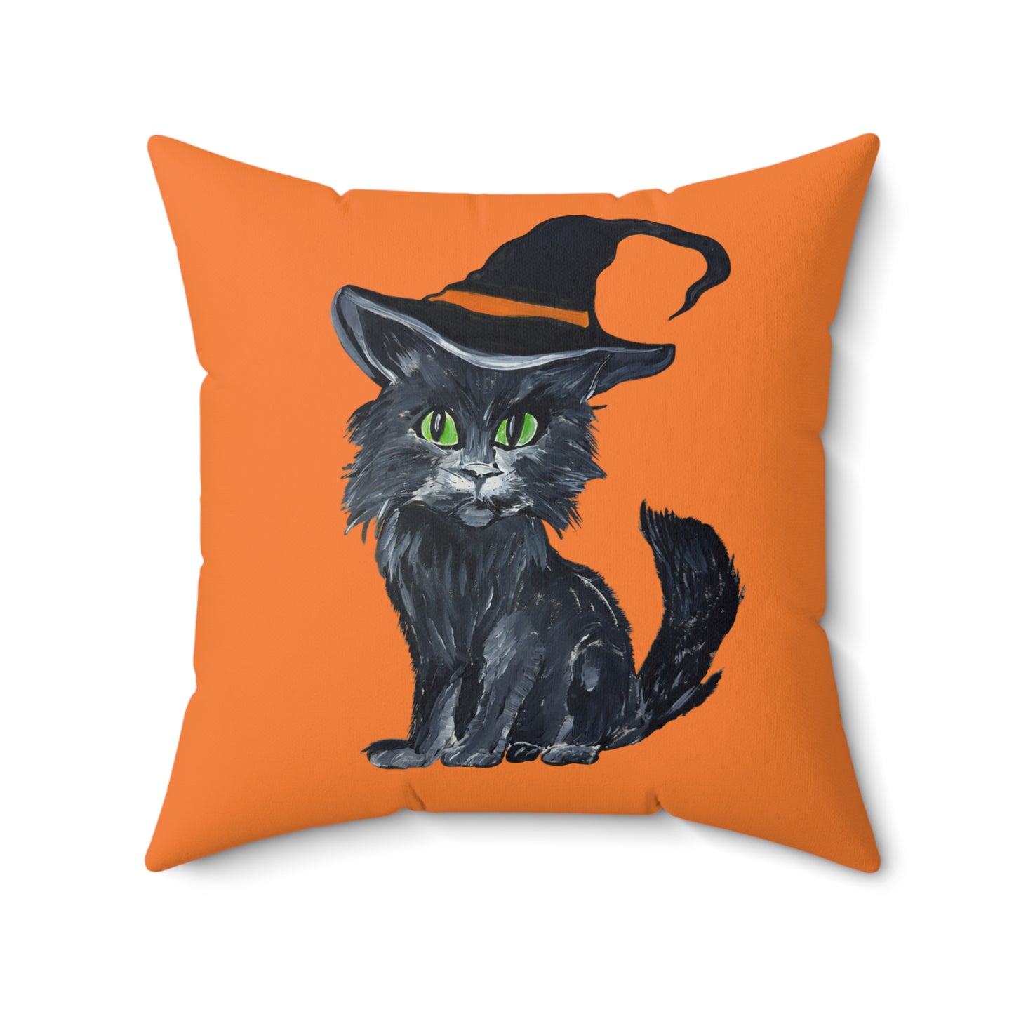 Square Pillow - Witchy Halloween Kitten Pillow