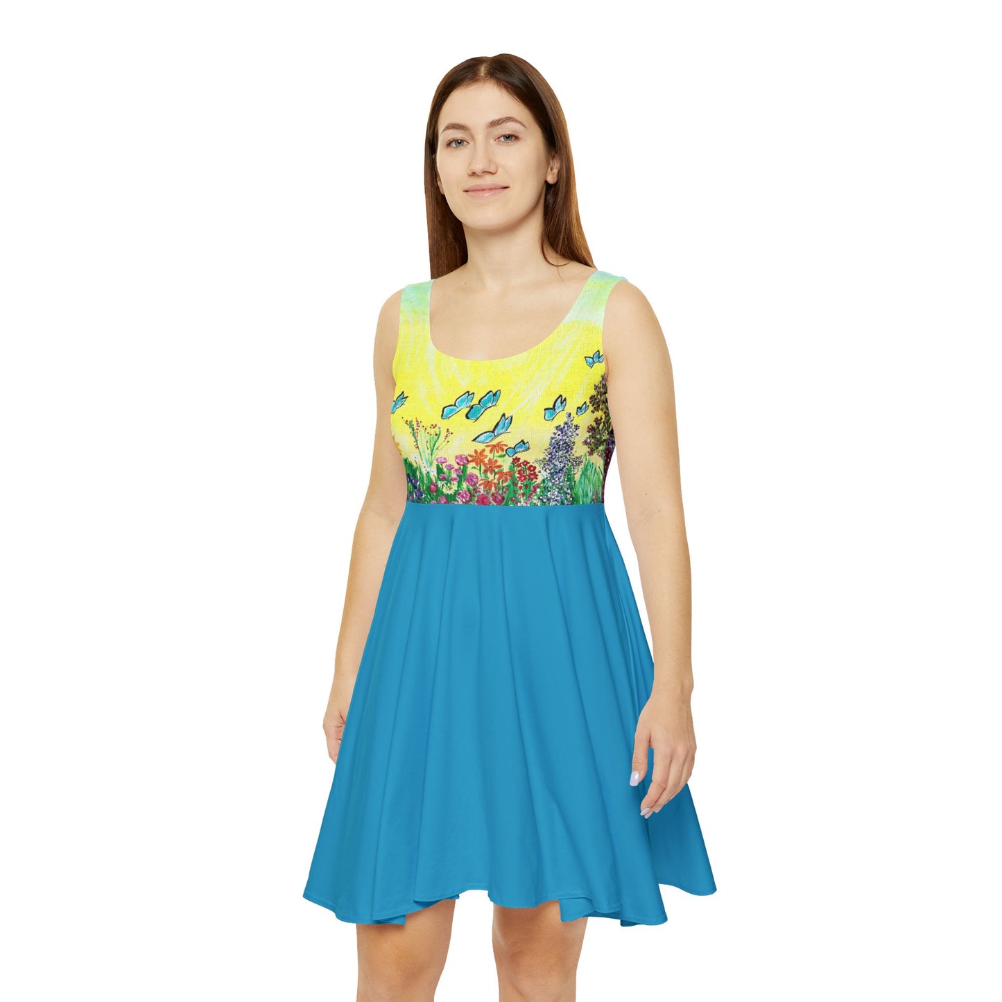Sunny Day Wildflower Meadow Skater Dress | Floral Butterfly Print