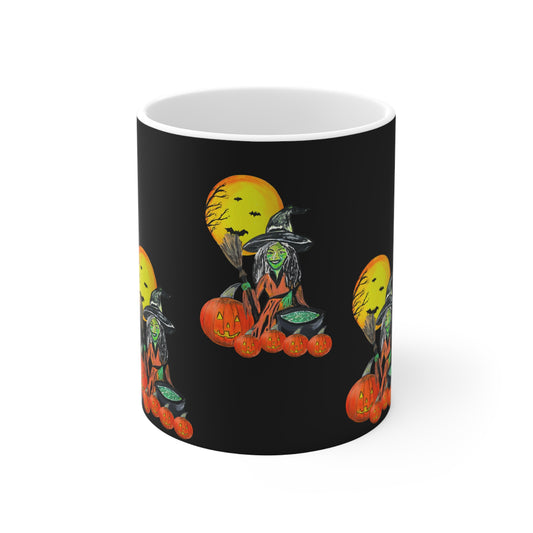 Witchy Halloween Jack-o'lantern Moon Design - mug 11 oz