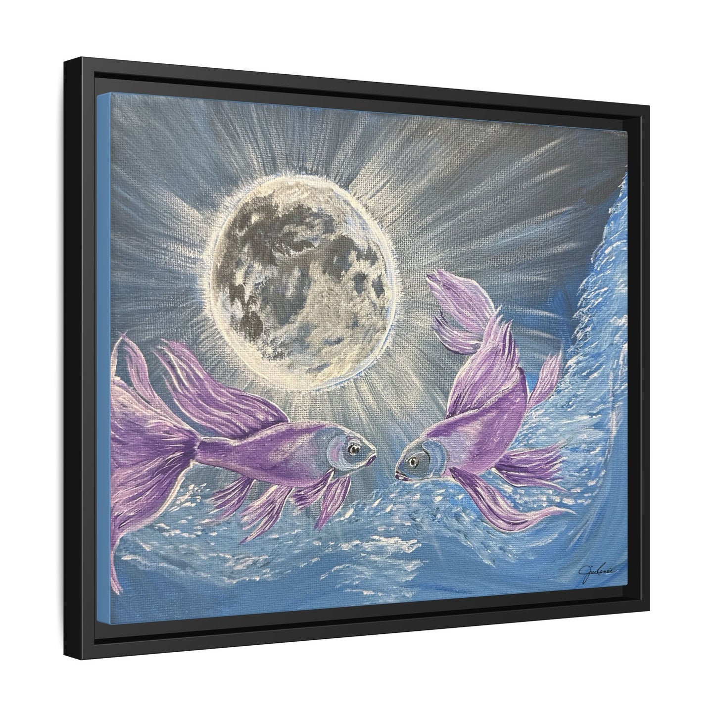 'Moonlit Pisces' Framed Canvas Print