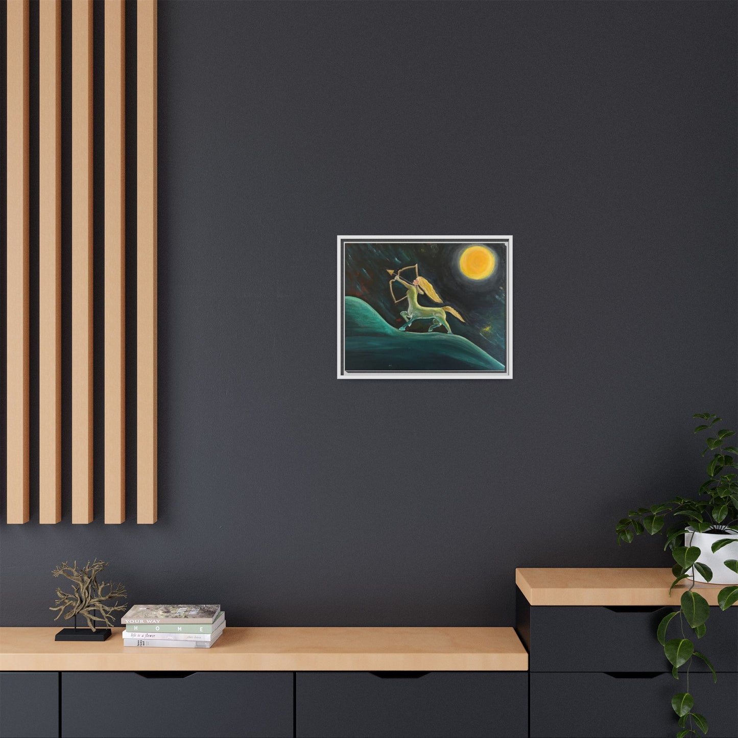 Sagittarius Celestial Centaur Framed Canvas Print — Matte Multi‑Color