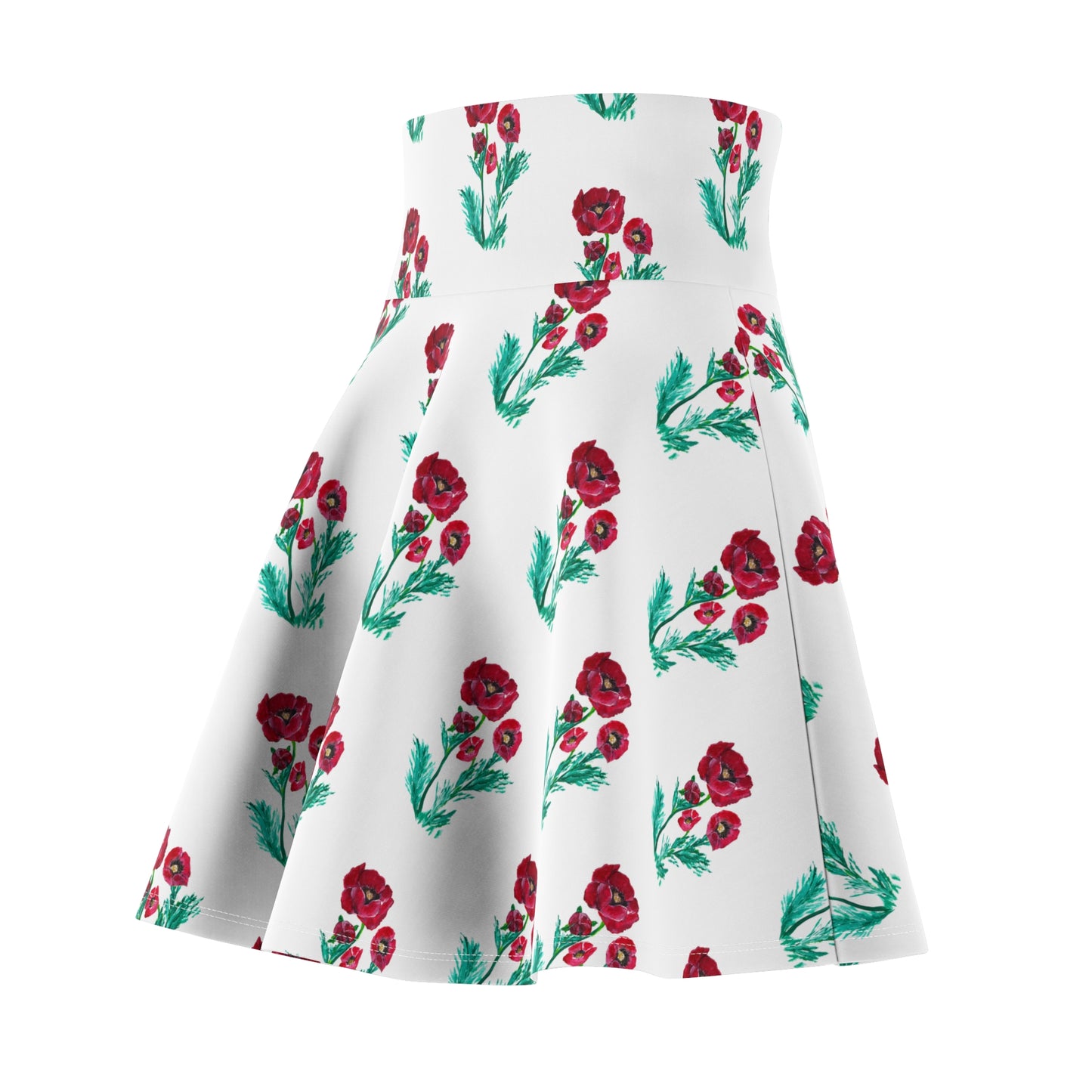 Red Poppy Floral Skater Skirt | Colorful Poppy Art by Jill Renee