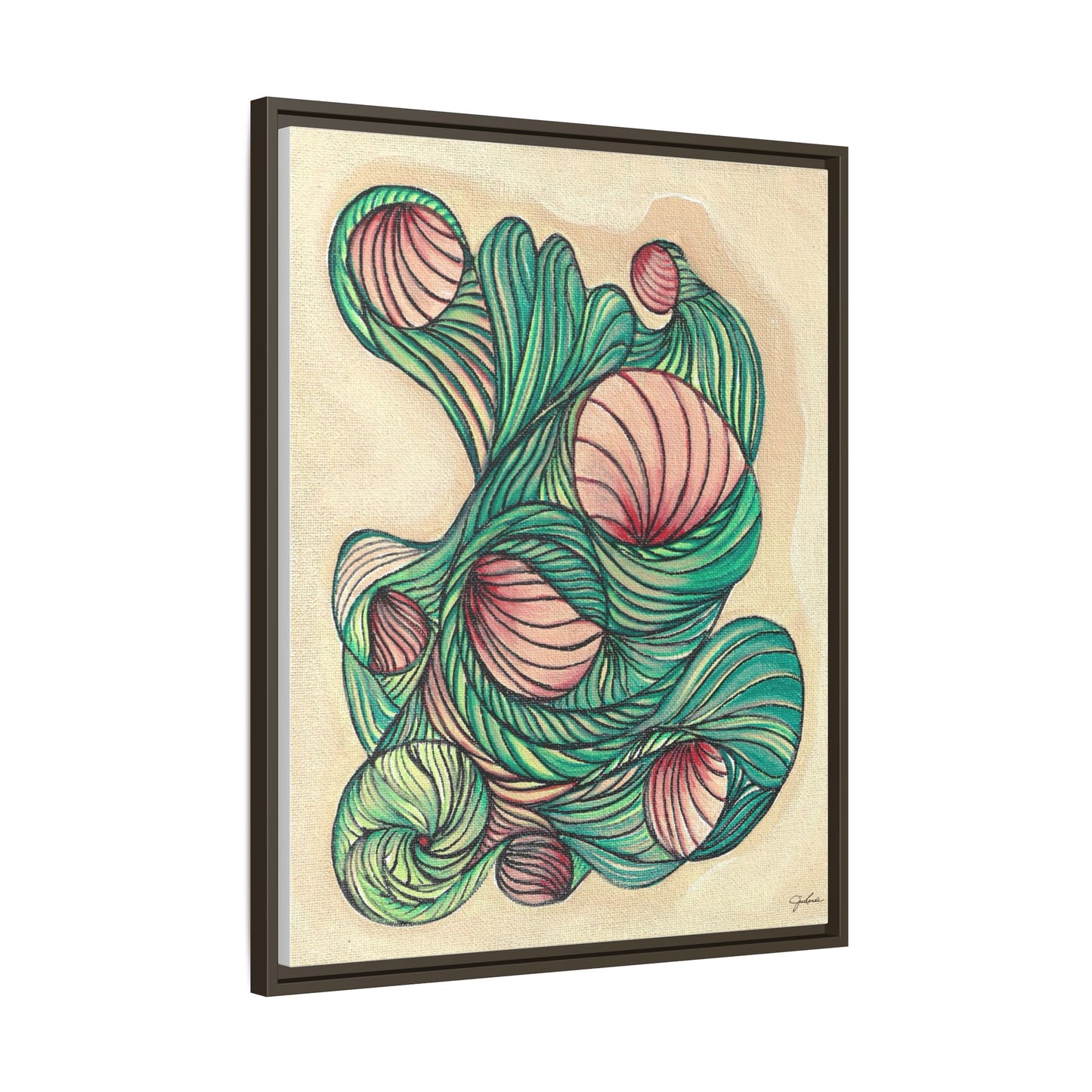 Abstract Organic Swirls Matte Canvas Framed | Botanical Line Art Wall Decor