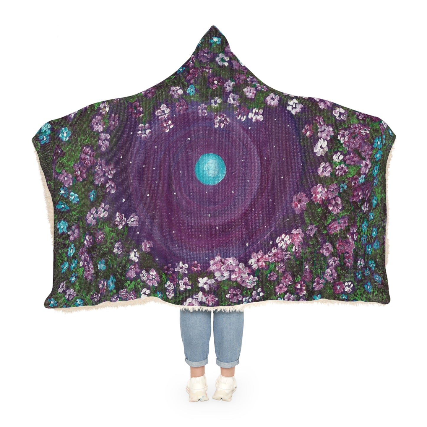 One World floral garden Earth Snuggle Blanket | Hooded throw, cozy planet print