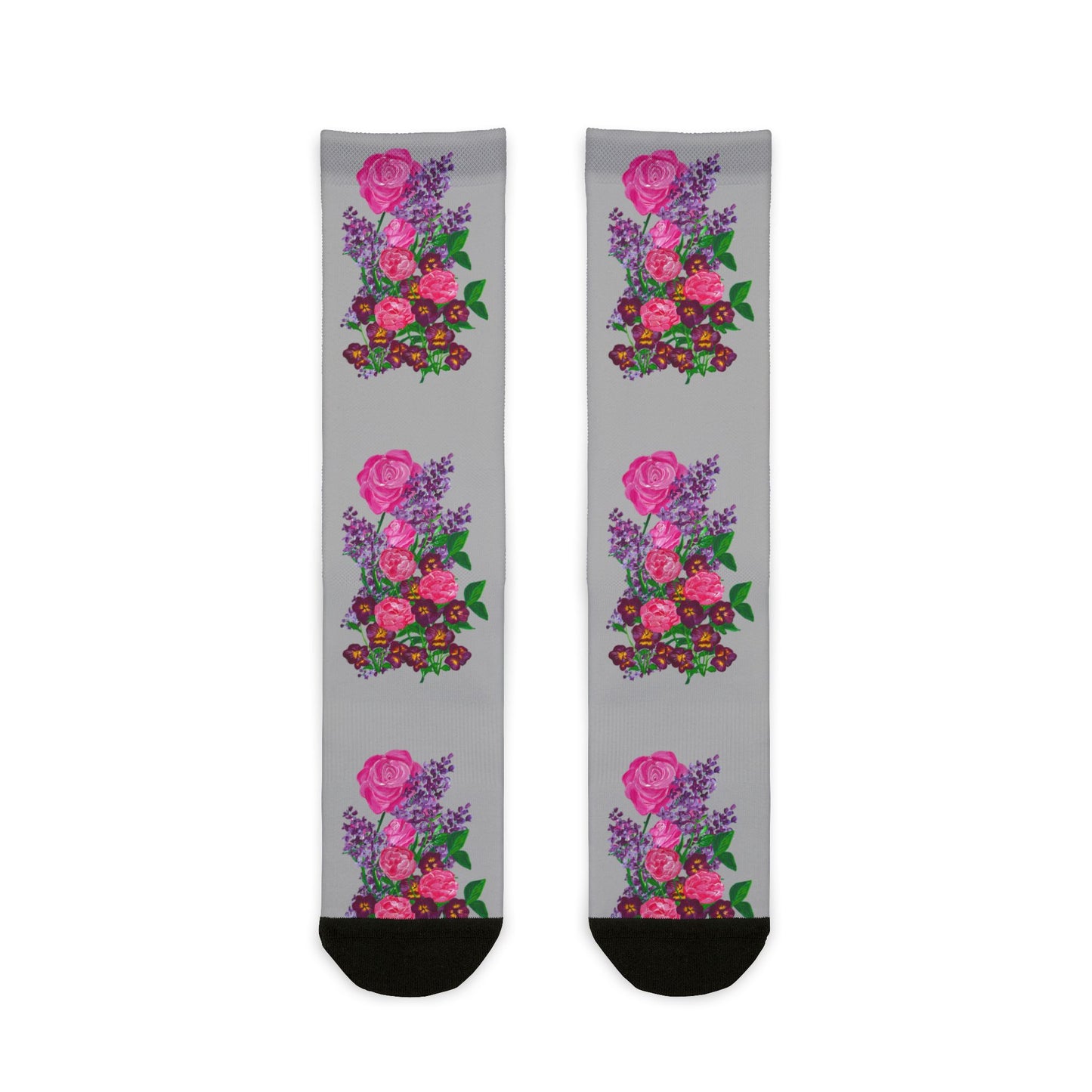 Floral Patterned Crew Socks for Women | Cute Gift for Her, Cozy Accessories, Stylish Footwear, Trendy Home Wear, Unique Floral Design